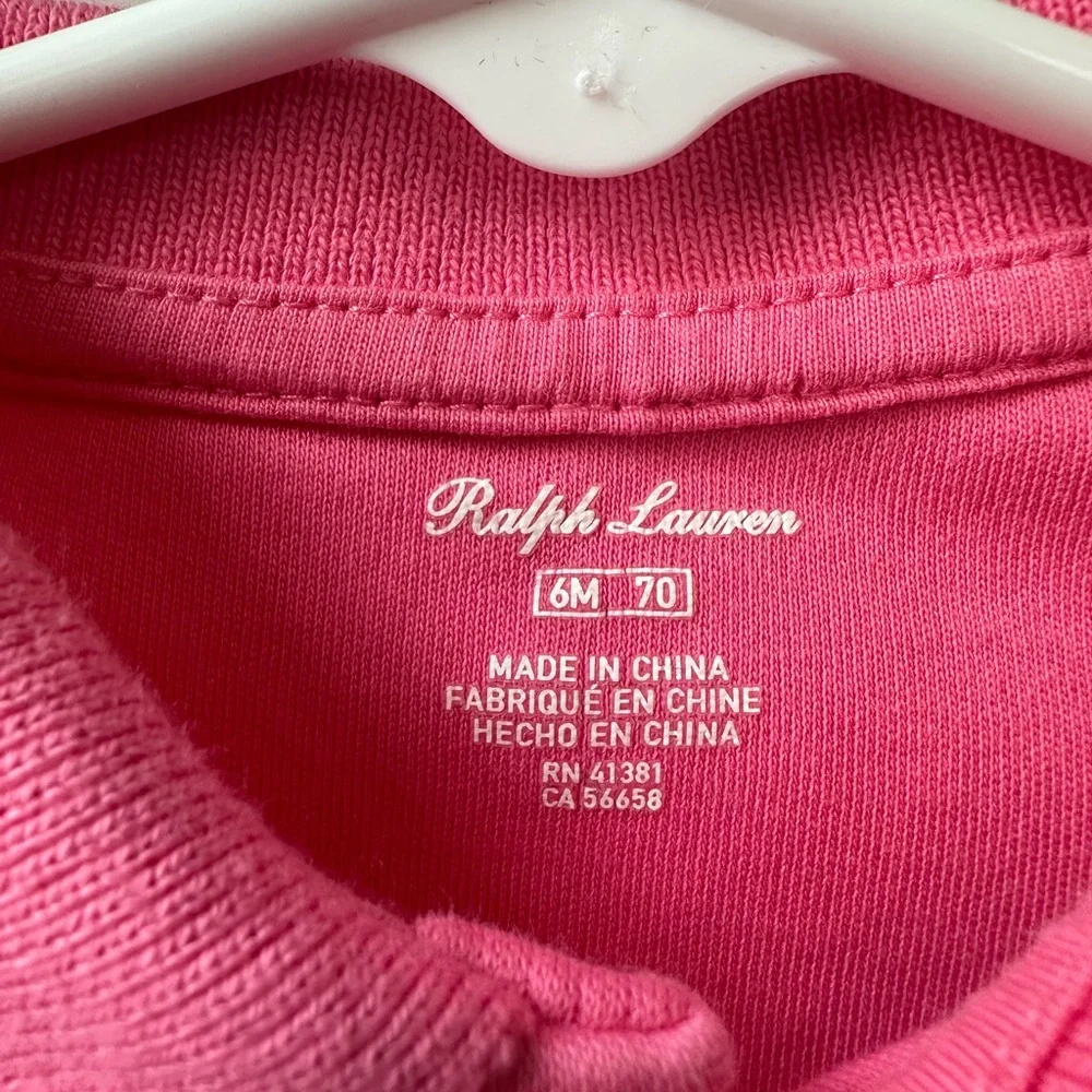 Ralph Lauren Girls Pink Polo Ruffled Dress w/Bloomers (Size 6 Months)